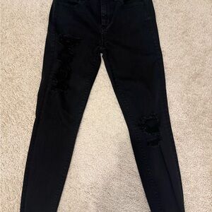 Black Distressed Women’s Jeans - high-rise jeggings